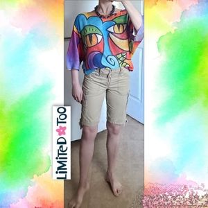 Limited Too Beige Khaki Cargo Beachy Summer Bermuda Shorts